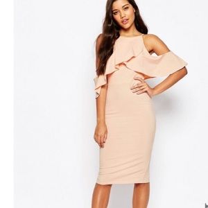 💕Blush pink cold shoulder bodycon dress NWOT💕